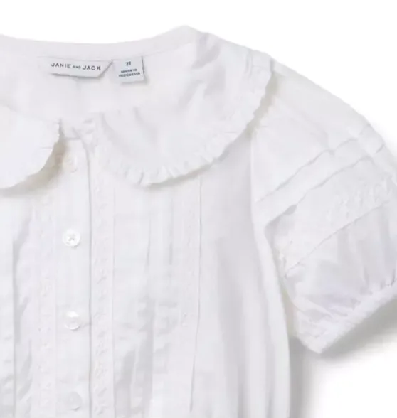 Pintuck Lace Trim Top
