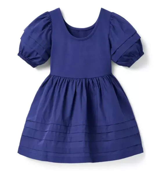 Pintuck Puff Sleeve Dress