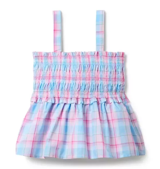 Plaid Bow Smocked Top