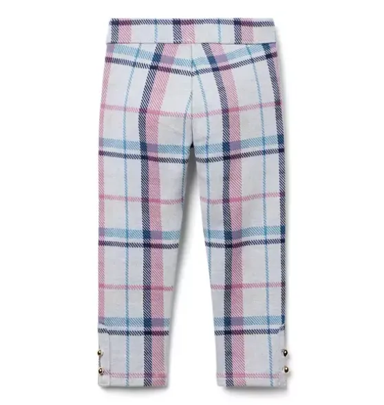Plaid Button Cuff Jacquard Pant