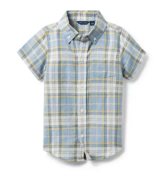 Plaid Linen-Cotton Shirt