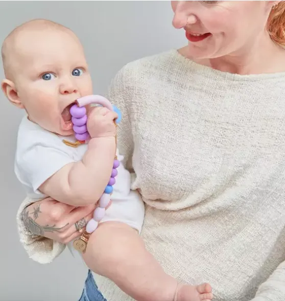 Plum Arch Ring Teether + Clip Set
