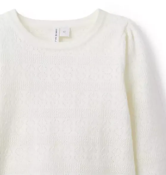 Pointelle Bell Sleeve Sweater