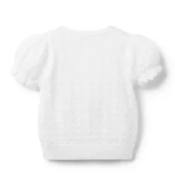 Pointelle Puff Sleeve Cardigan