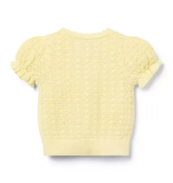 Pointelle Puff Sleeve Cardigan