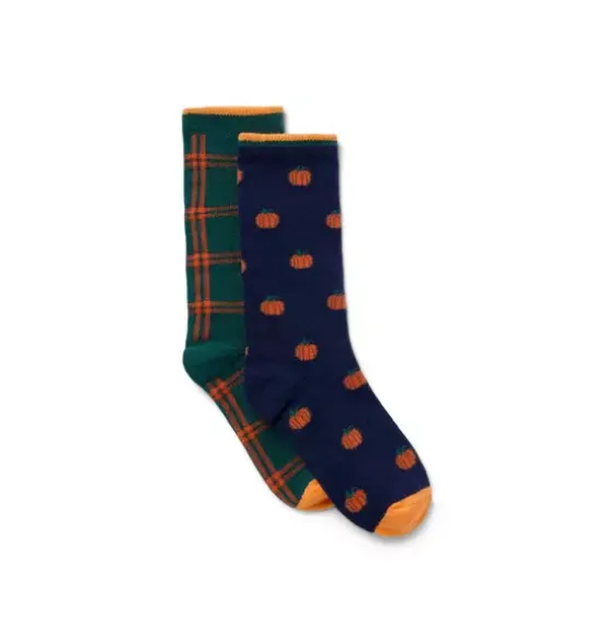 Pumpkin And Plaid Sock 2-Pack
