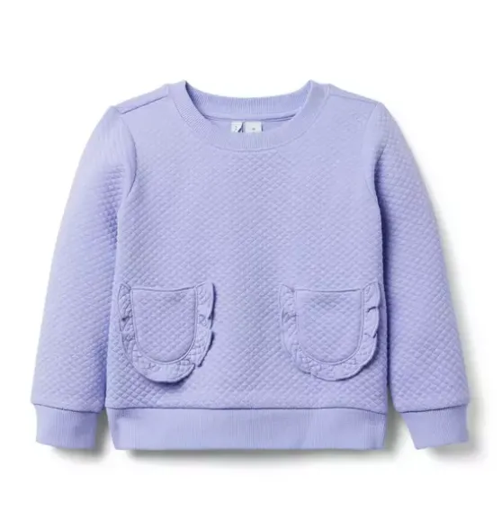 Quilted Jacquard Ruffle Pocket Sweatshirt