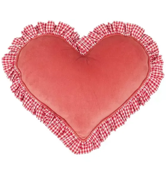 "Red" Heart Pillow with Checkered Frill