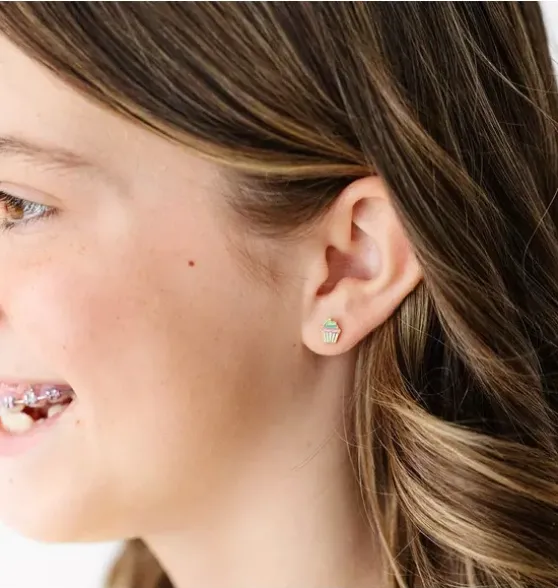 Rainbow Cupcake Stud Earring