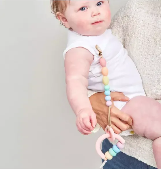Rainbow Sherbet Arch Ring Teether + Clip Set