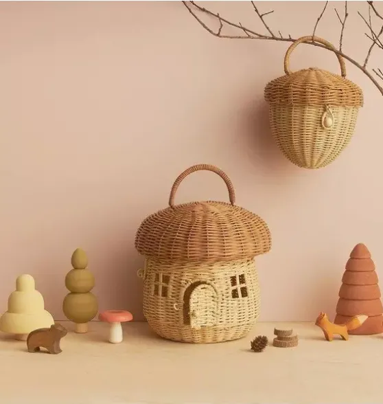 Rattan Mushroom Basket - Natural