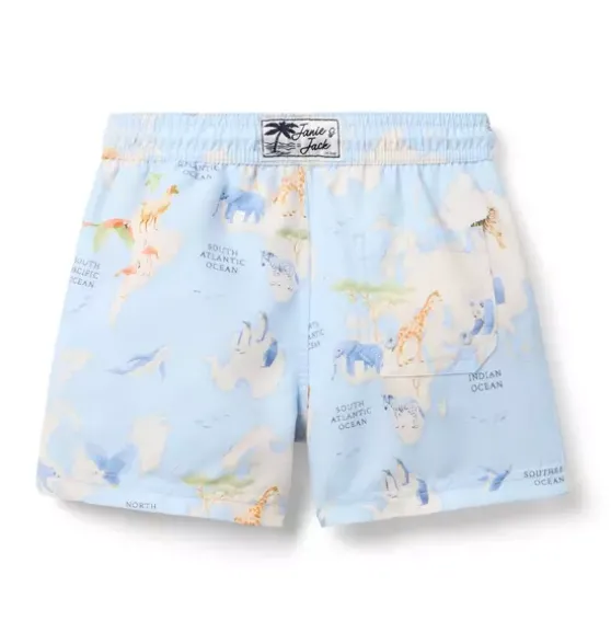 Recycled Animal Map Swim Trunk