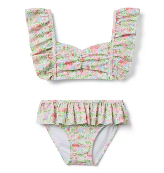 Recycled Ditsy Floral Ruffle 2-Piece Swimsuit