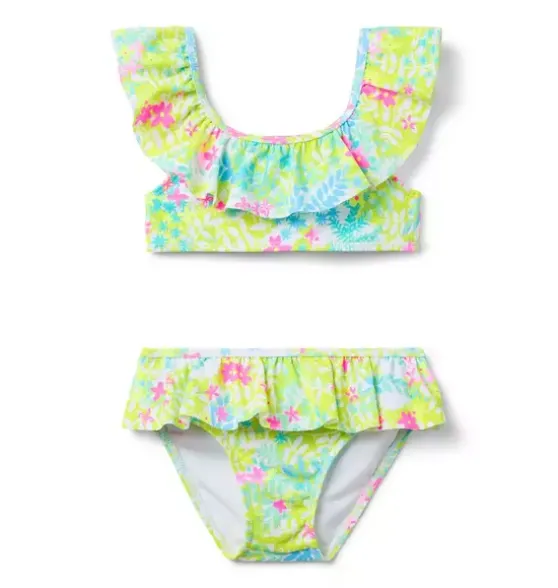 Recycled Floral Ruffle 2-Piece Swimsuit