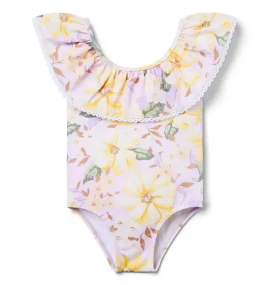 Recycled Floral Ruffle Swimsuit