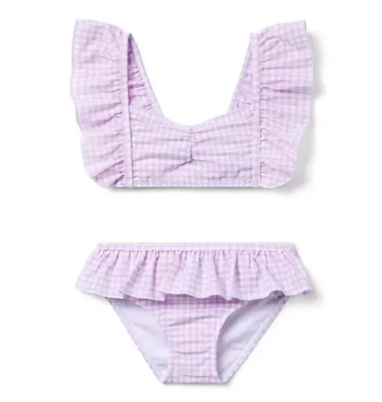 Recycled Gingham Ruffle 2-Piece Swimsuit