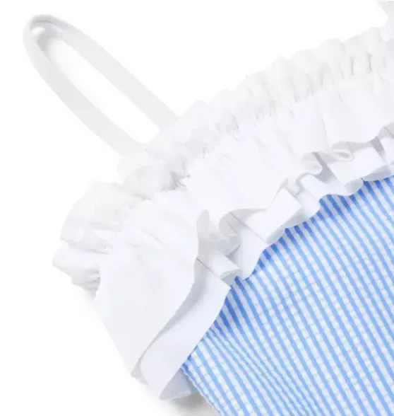 Recycled Striped Ruffle Swimsuit