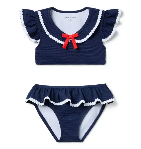 Recycled Textured Ruffle 2-Piece Swimsuit