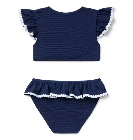 Recycled Textured Ruffle 2-Piece Swimsuit