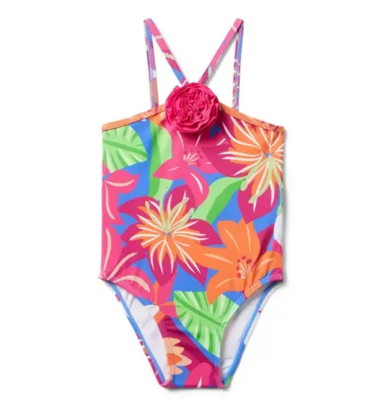 Recycled Tropical Floral Rosette Swimsuit