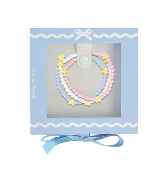 Red, White, and Blue Heart Bracelet Set