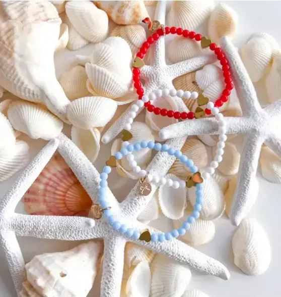 Red, White, and Blue Heart Bracelet Set