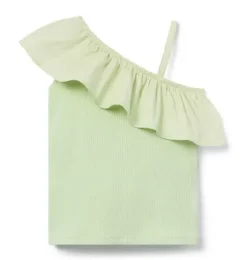 Ribbed Ruffle Shoulder Top