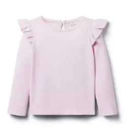 Ribbed Ruffle Shoulder Top