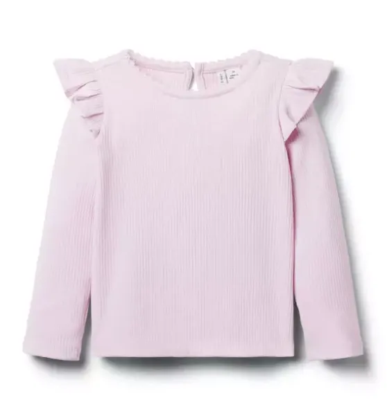 Ribbed Ruffle Shoulder Top