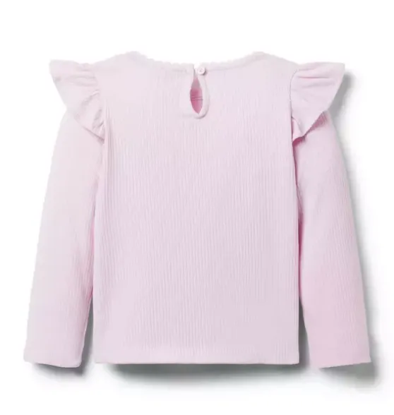 Ribbed Ruffle Shoulder Top