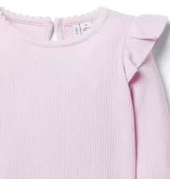 Ribbed Ruffle Shoulder Top