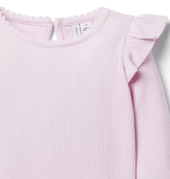 Ribbed Ruffle Shoulder Top