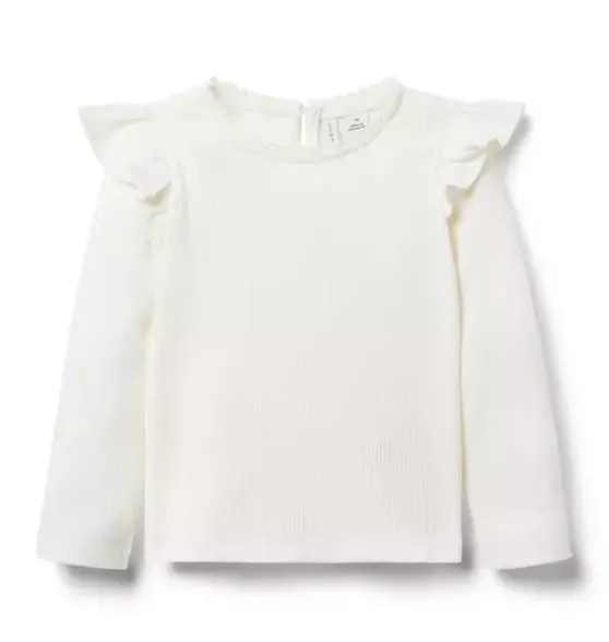 Ribbed Ruffle Shoulder Top