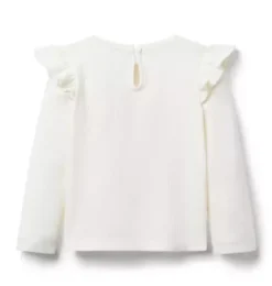 Ribbed Ruffle Shoulder Top