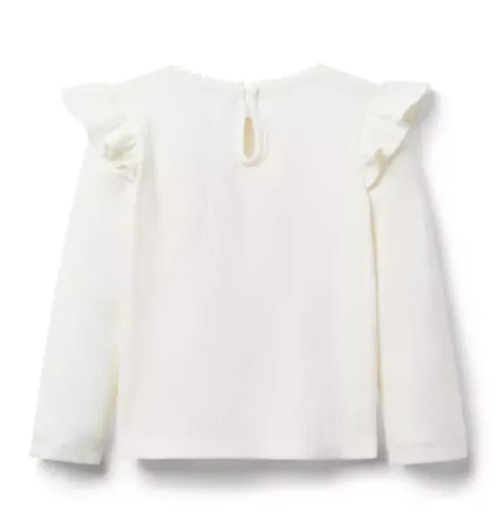 Ribbed Ruffle Shoulder Top