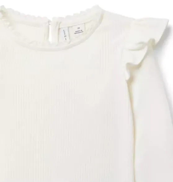 Ribbed Ruffle Shoulder Top