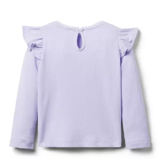 Ribbed Ruffle Shoulder Top
