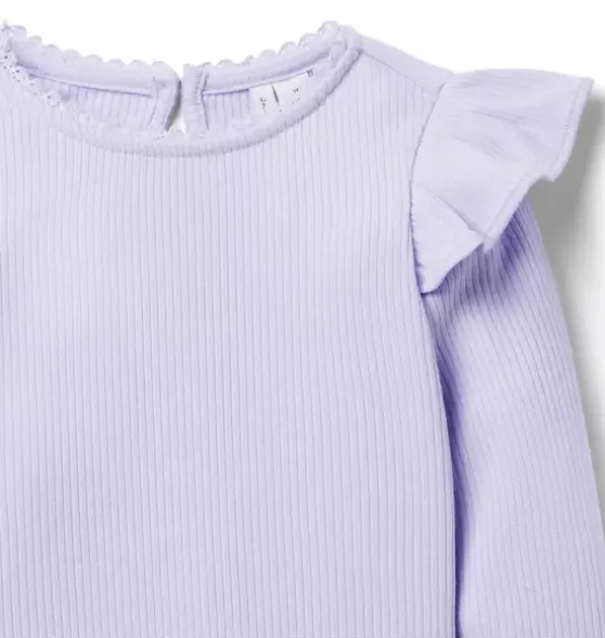 Ribbed Ruffle Shoulder Top