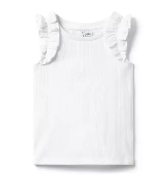 Ribbed Ruffle Sleeve Top