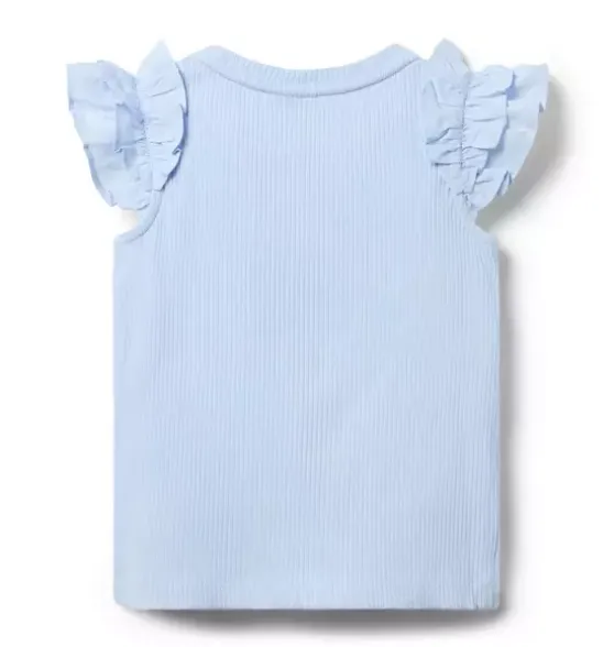 Ribbed Ruffle Sleeve Top