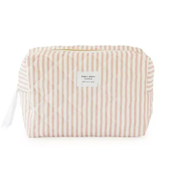 Rose Stripe Large Cosmetic Pouch