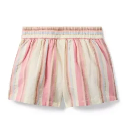 Striped Linen-Cotton Short