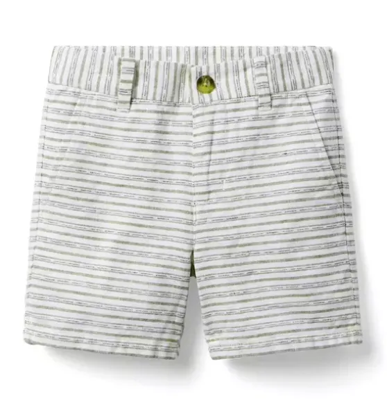Striped Linen-Cotton Short