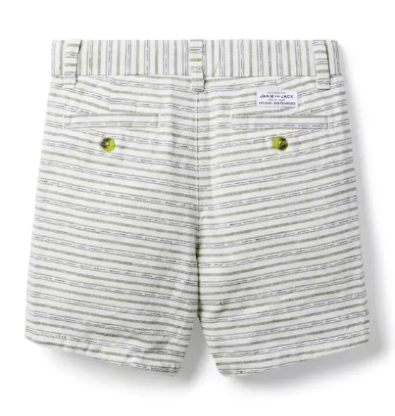 Striped Linen-Cotton Short