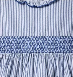 Striped Seersucker Ruffle Collar Dress