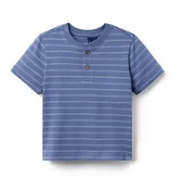 Striped Textured Henley Tee