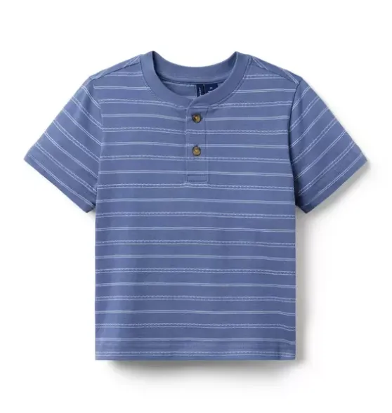 Striped Textured Henley Tee