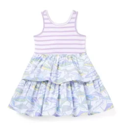 Striped Umbrella Tiered Dress