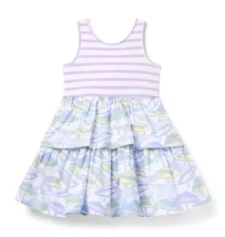 Striped Umbrella Tiered Dress