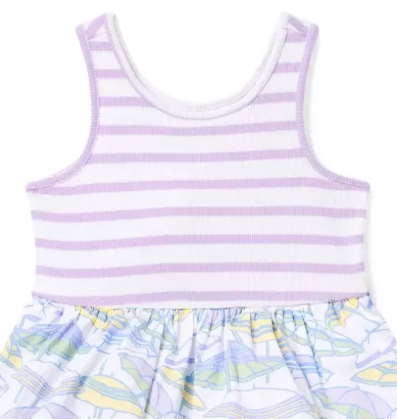 Striped Umbrella Tiered Dress
